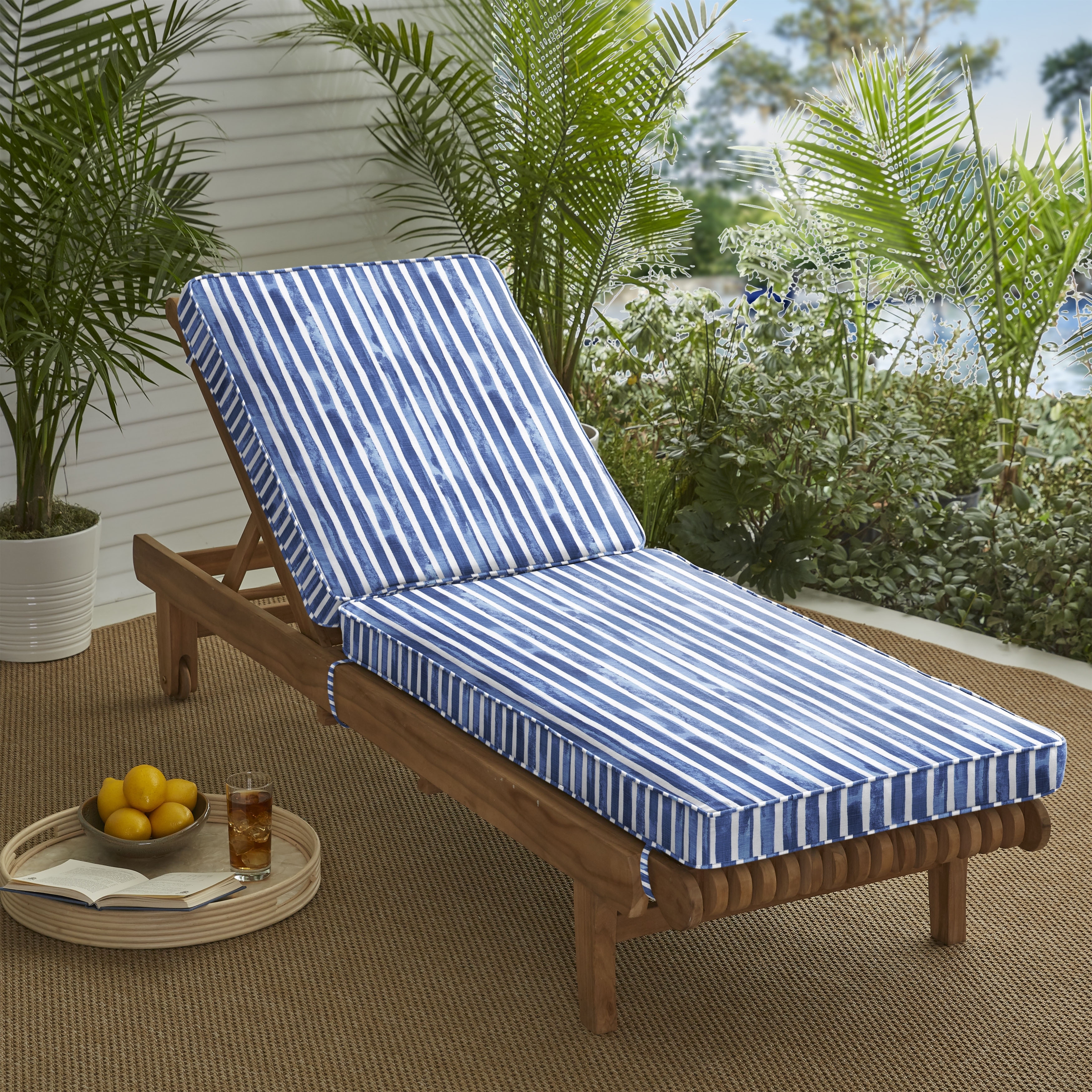 Humble Haute Blue and White Stripe Indoor Outdoor Corded Chaise